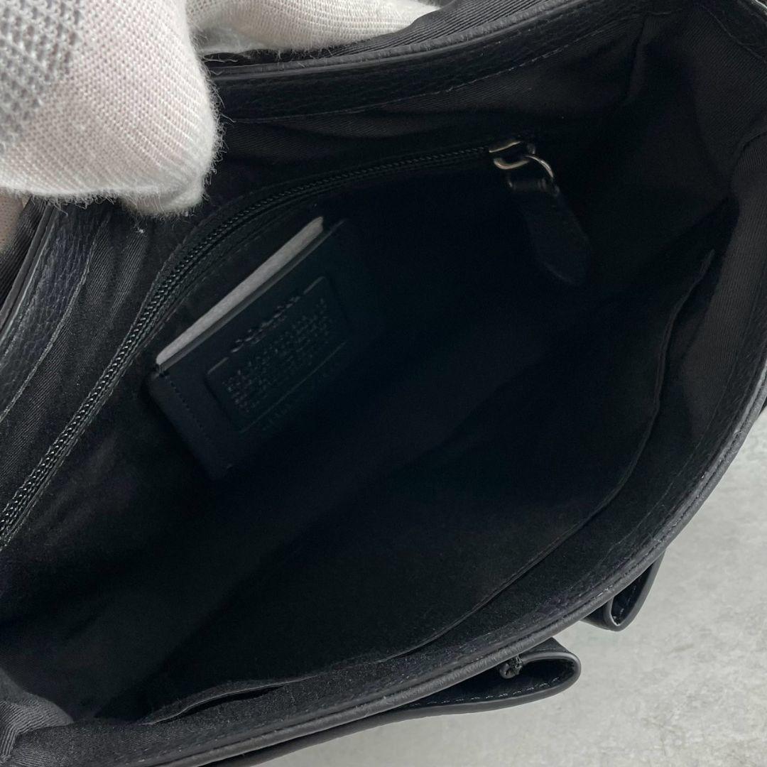 未使用級 コーチ トンプソン スモール マップバッグ ビジネス 本革 肩掛け 黒