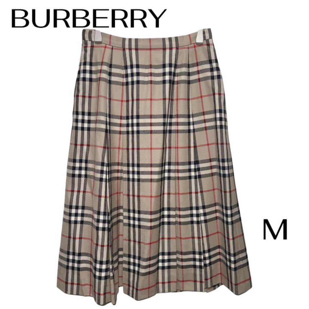 【バーバリー】チェック柄 プリーツスカート ヴィンテージ 正規品 毛100%