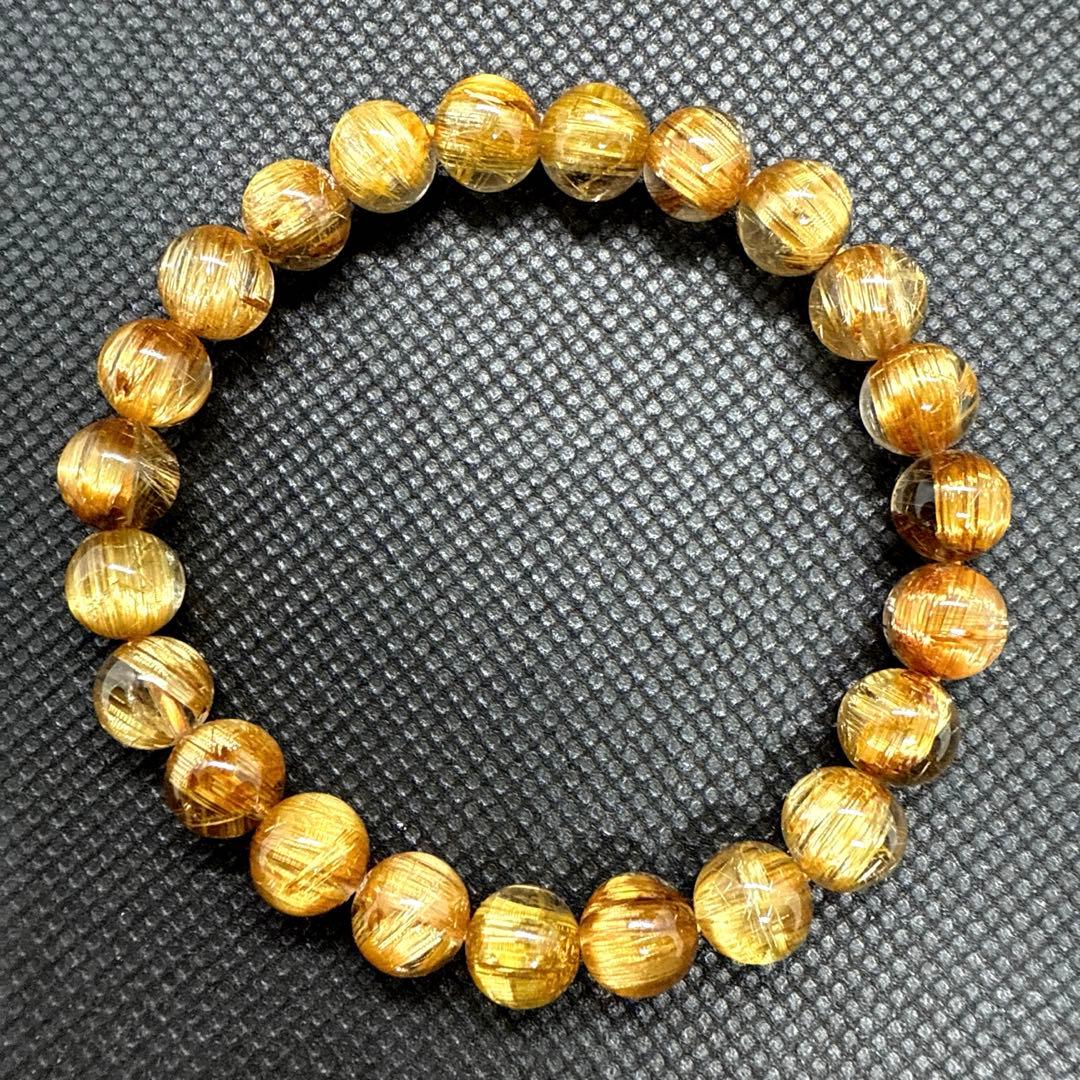 キャッツアイ タイチンルチルクォーツ プレスレット 8mm 天然石 金運