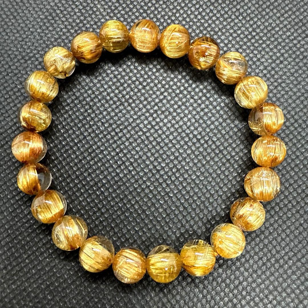 キャッツアイ タイチンルチルクォーツ プレスレット 8mm 天然石 金運