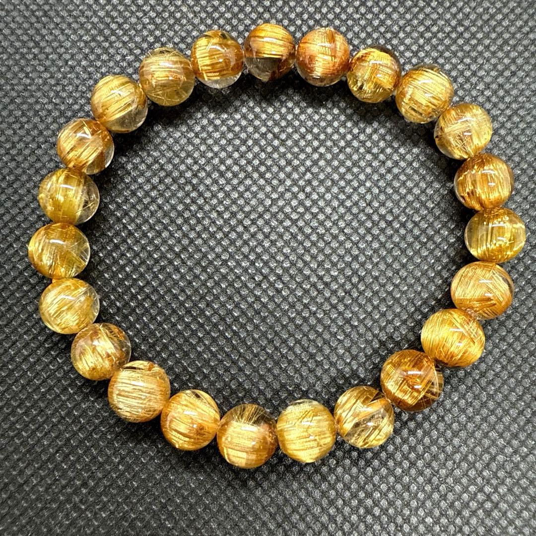 キャッツアイ タイチンルチルクォーツ プレスレット 8mm 天然石 金運