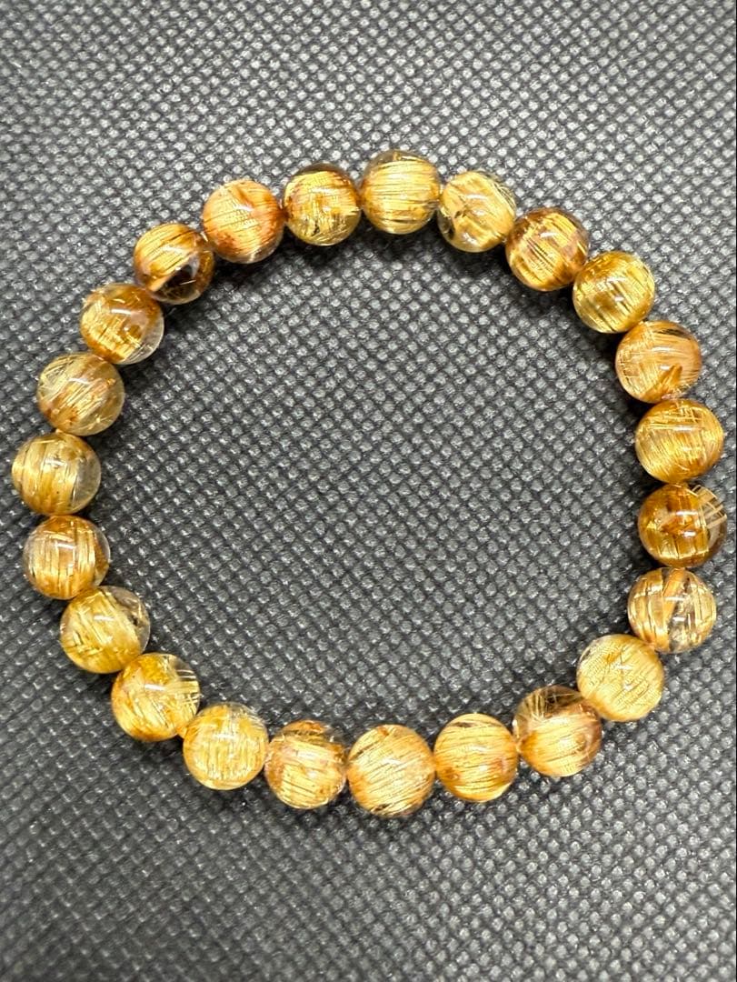 キャッツアイ タイチンルチルクォーツ プレスレット 8mm 天然石 金運