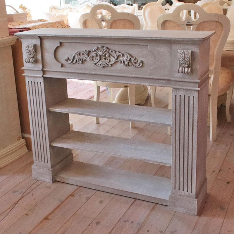 マントルピース風3段ラック シェルフ グレー 本棚 141-109-001