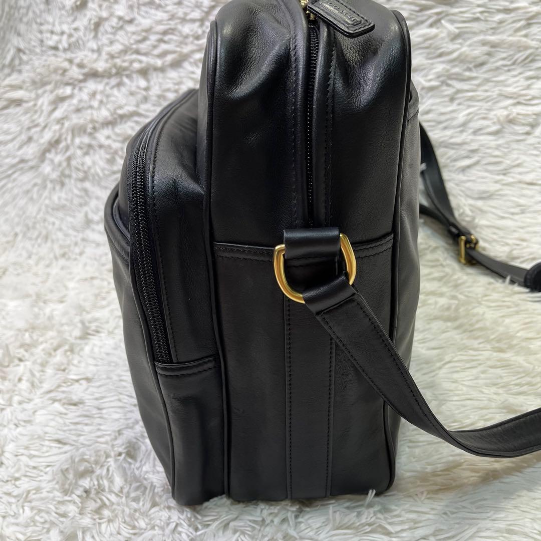 希少美品✨COACH オールドコーチ　ショルダーバッグ レザー　ブラック　A4