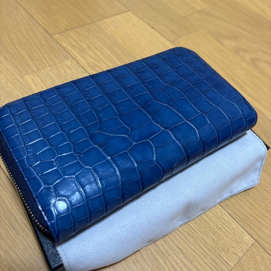 池田工芸 藍染めクロコ ラウンド ビッグウォレット