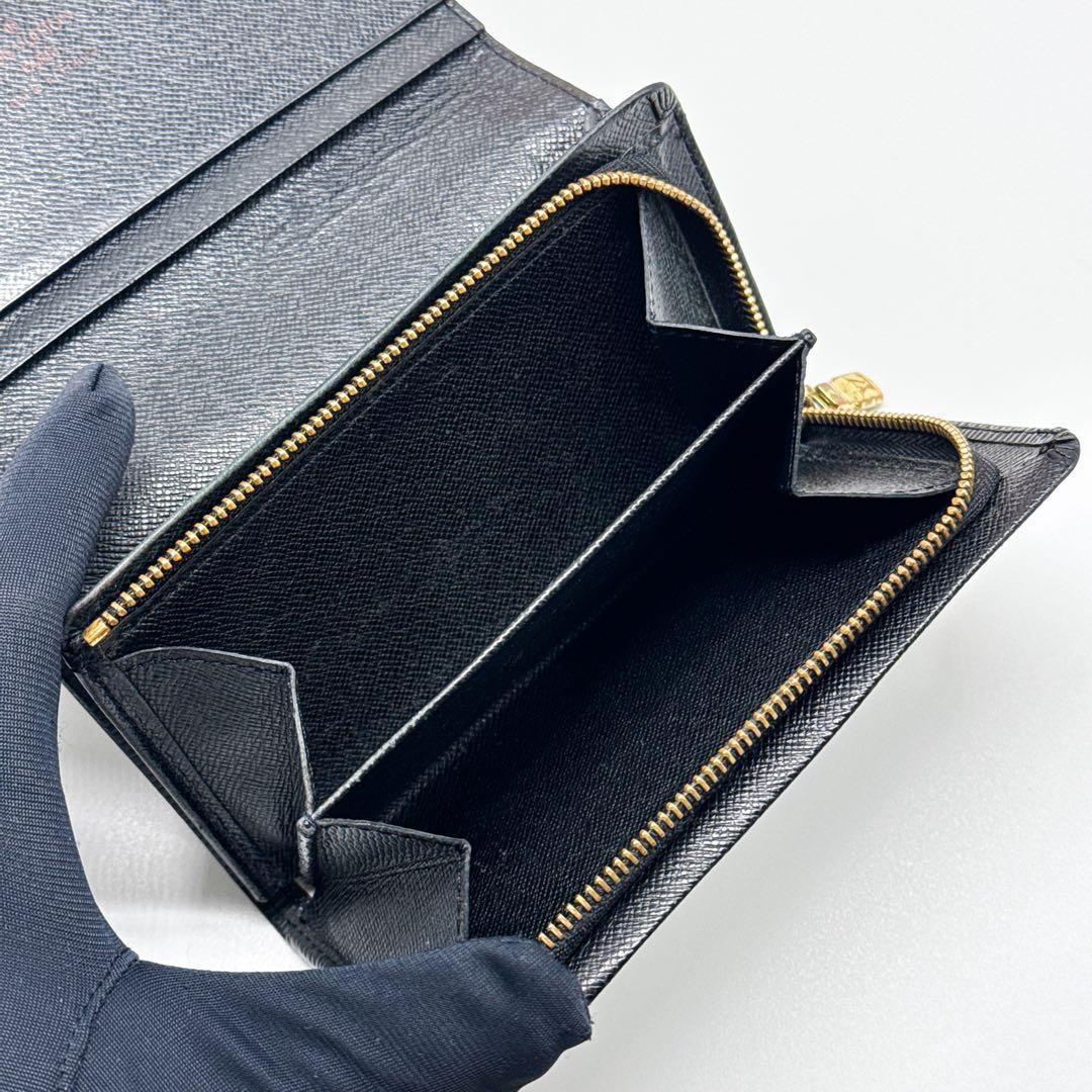 ルイヴィトン エピ ポルトフォイユ トレゾール 二つ折り財布 黒 ブラック