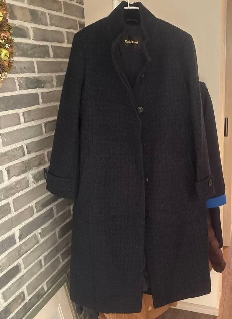 Paul Stuart ダークネイビーツイード　 ロングコート サイズ4