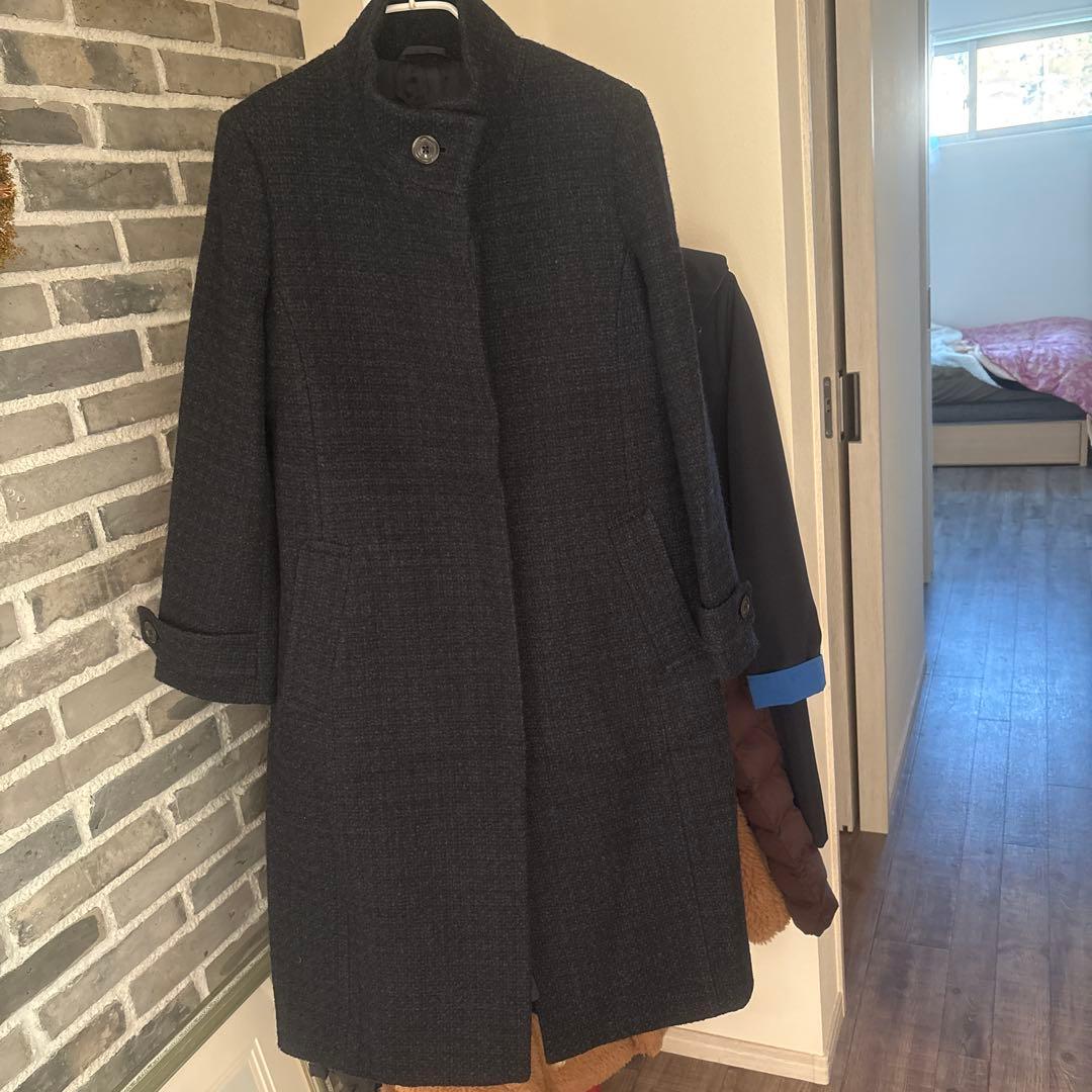 Paul Stuart ダークネイビーツイード　 ロングコート サイズ4