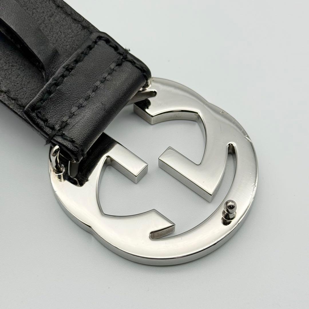 ✨良品✨グッチ ベルト インターロッキング メンズ GGバックル シルバー金具
