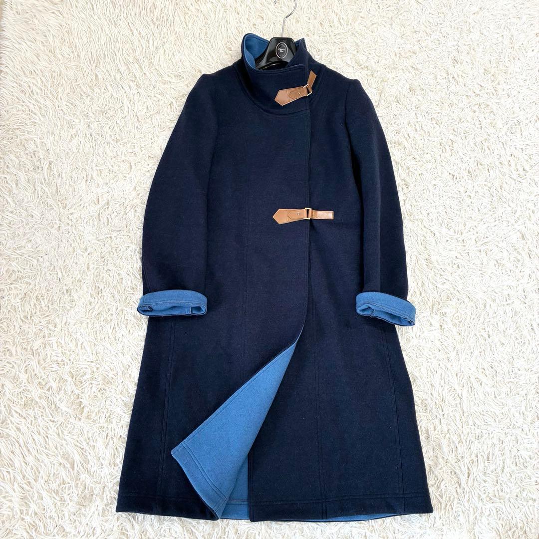 LA JOCONDE ラ ジョコンダ 配色デザイン ウール ロングコート 38