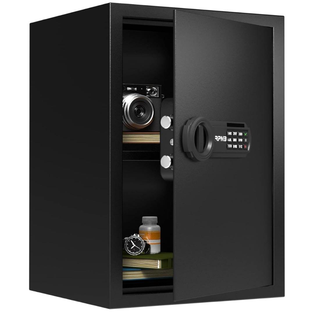 RPNB 金庫 家庭用 小型 電子金庫 保管庫 防犯 床・壁に固定可能 51L