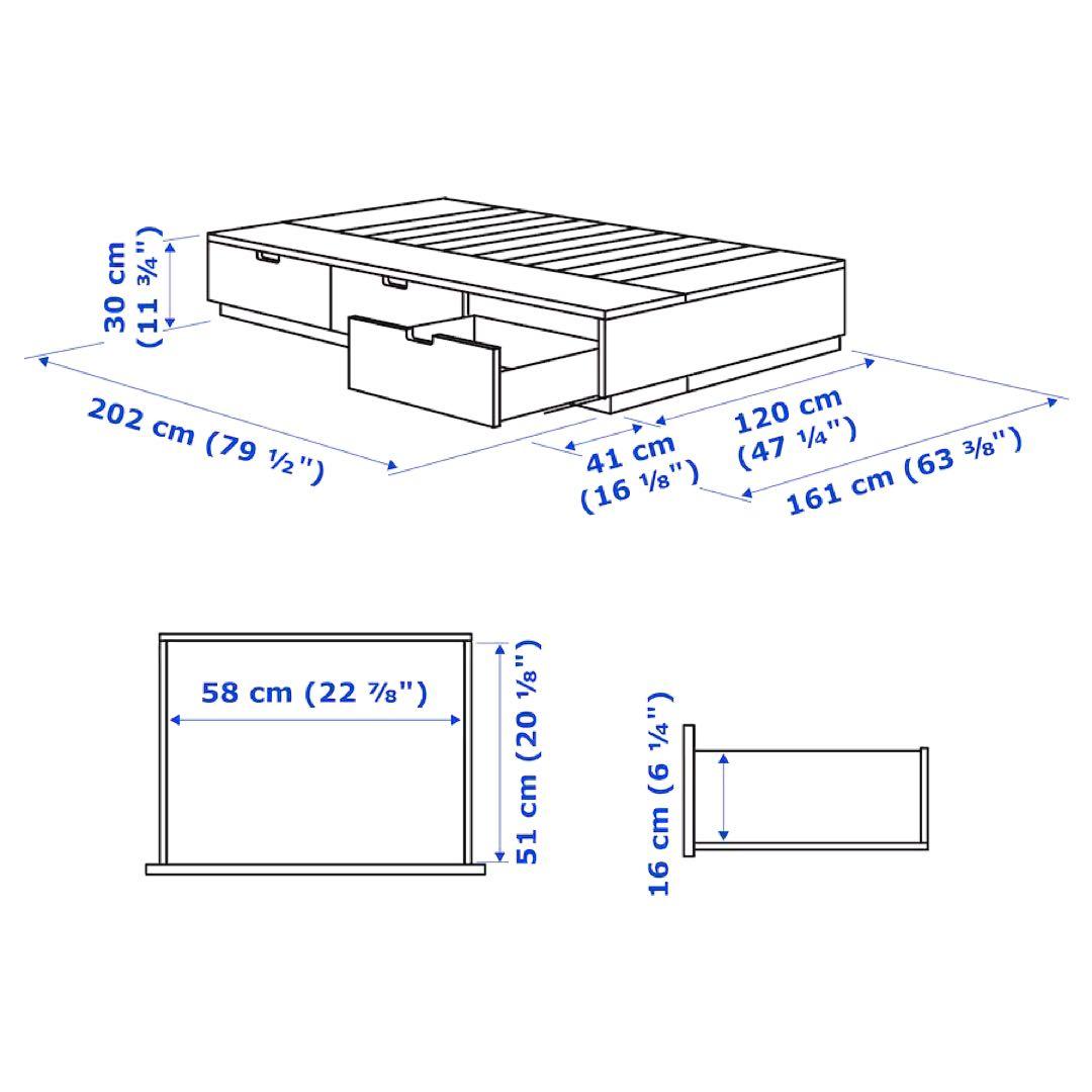 IKEA NOLDLI セミダブルベッドフレーム 引き出し付き　大阪市内引取希望