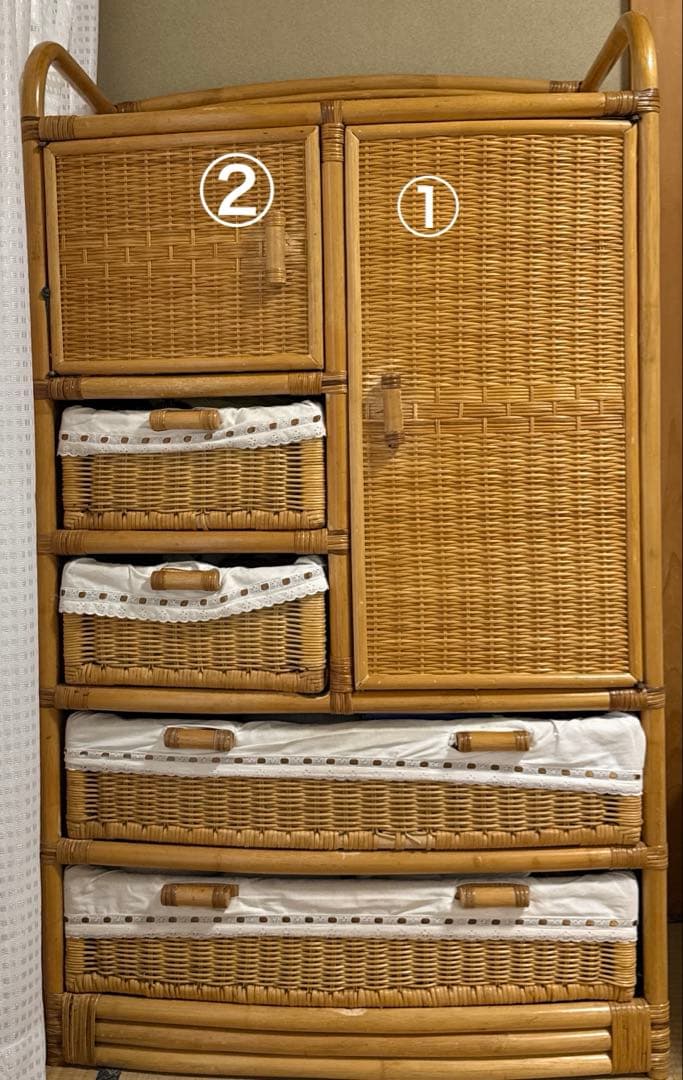 【ラタン製】ナチュラル 棚 チェスト