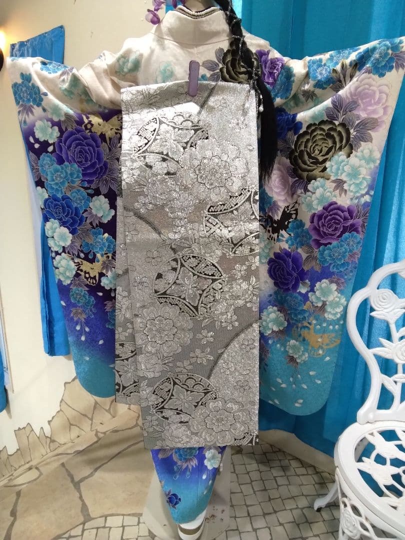 ❰専用です‼️❱半襟重ね衿帯揚げ帯締め、西陣袋帯、襦袢、ガード加工、バック草履