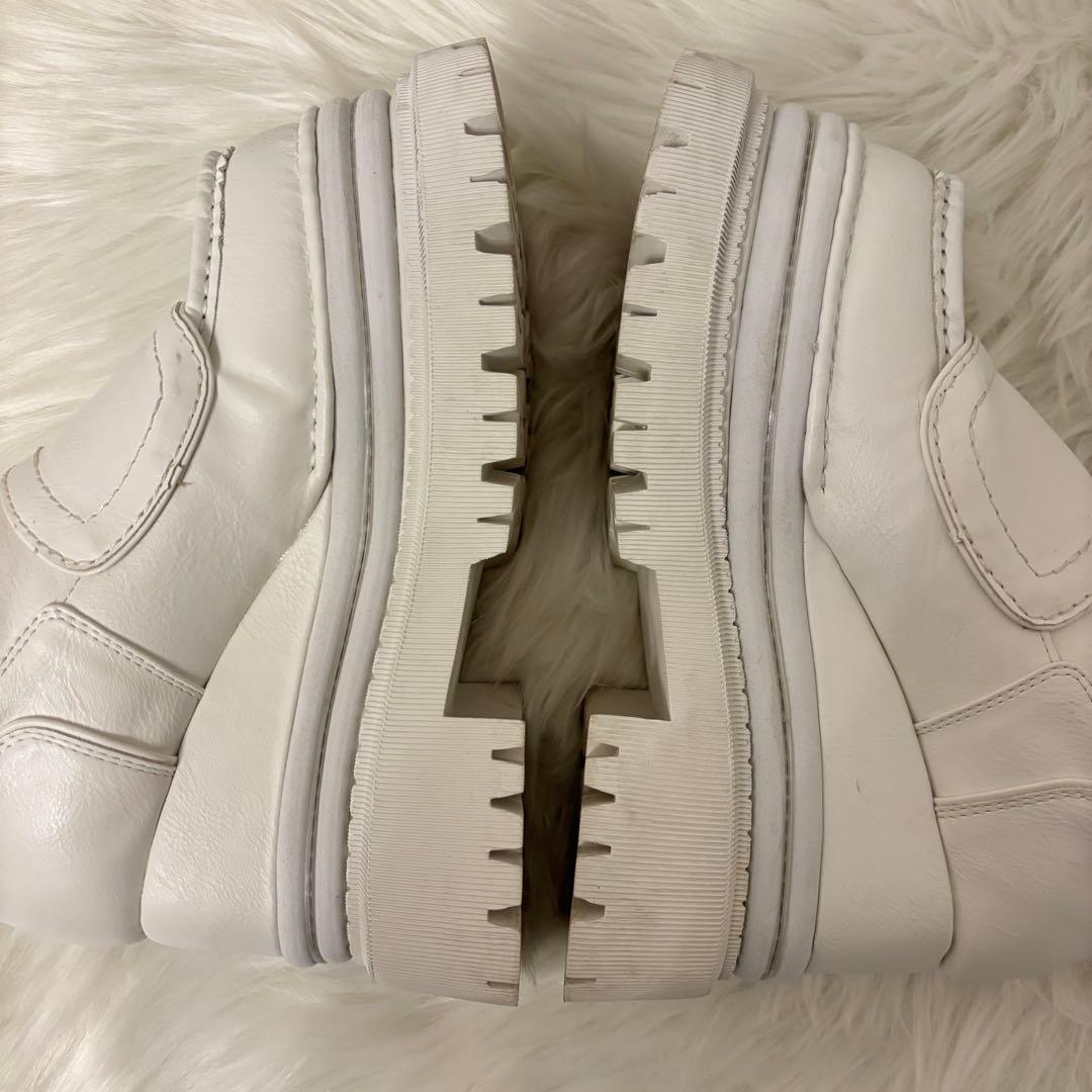 極美品☆yellow 厚底 スニーカー ホワイト レザー トラックソール L