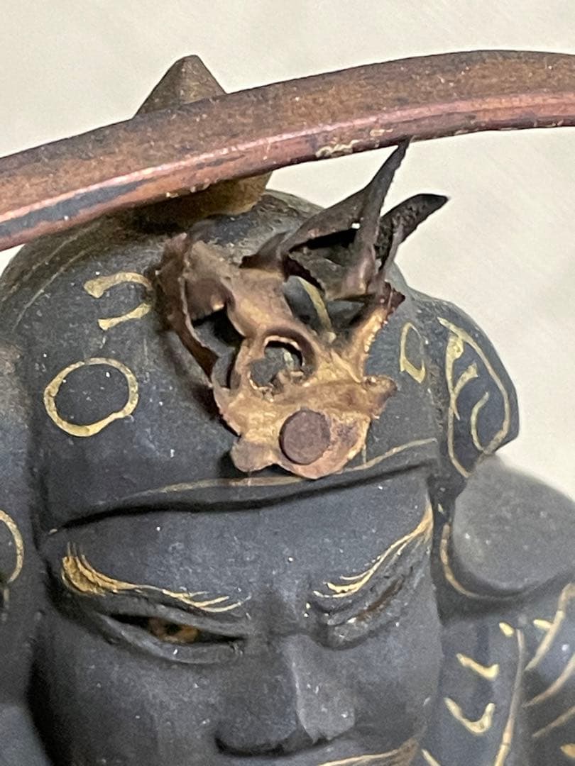 ★極上時代彫り★妙見菩薩/木彫/木造/金泥/玉眼/仏像/置物/武士/仏教美術/仏