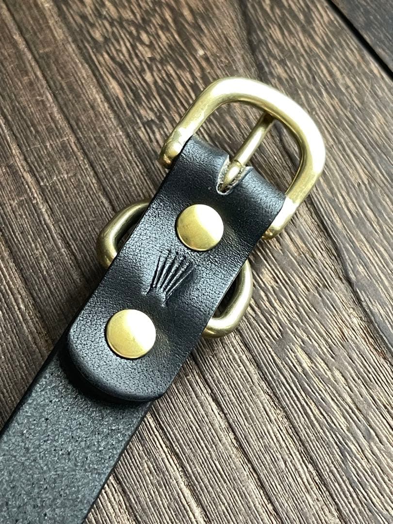 ナローロングベルト　真鍮　サドルレザー　oval+ HTC CALEE