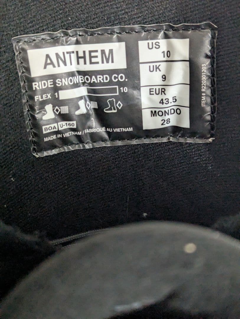 【超美品】Ride ライド ANTHEM スノーボードブーツ 28cm
