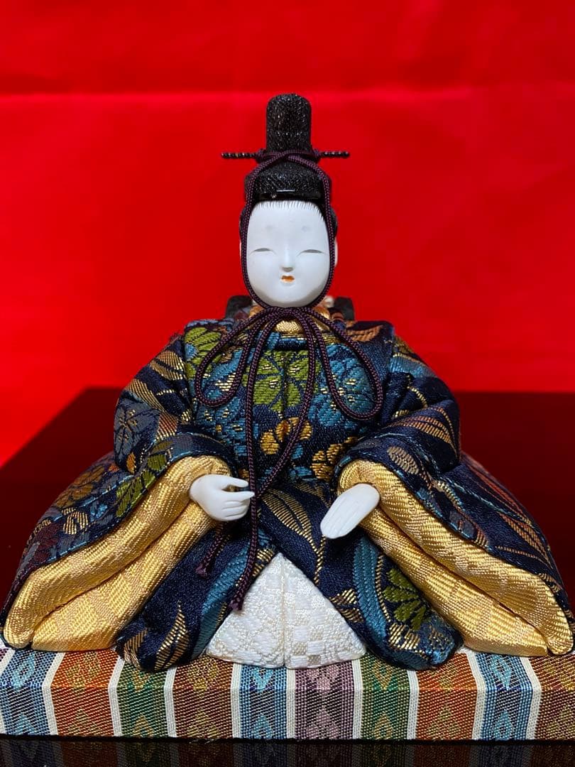 雛人形　木村一秀作　江戸木目込み人形　親王飾り　会津曙塗り収納セット