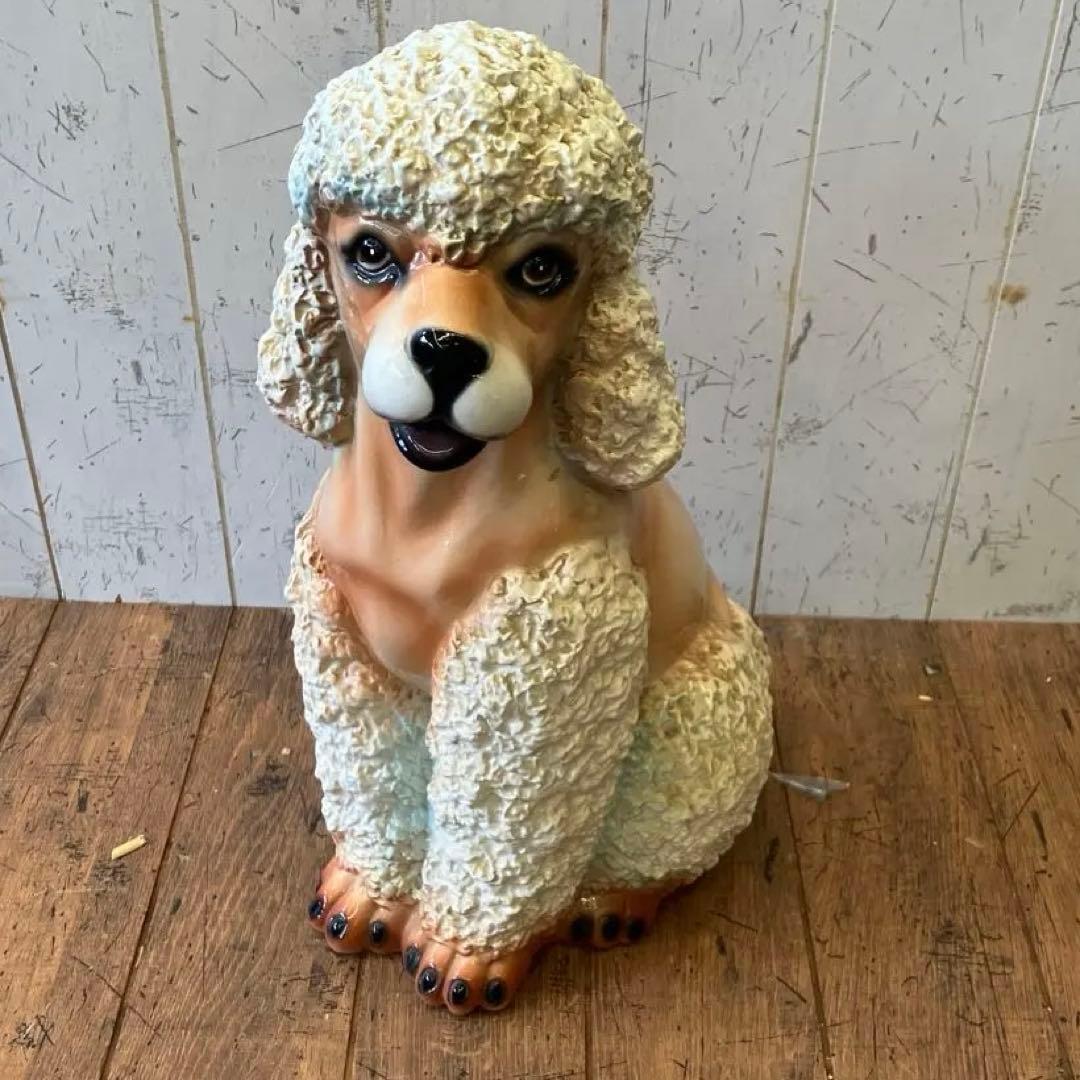 陶器製 プードル 庭 オーナメント 置物 動物 装飾 鑑賞 犬の置物 90年代