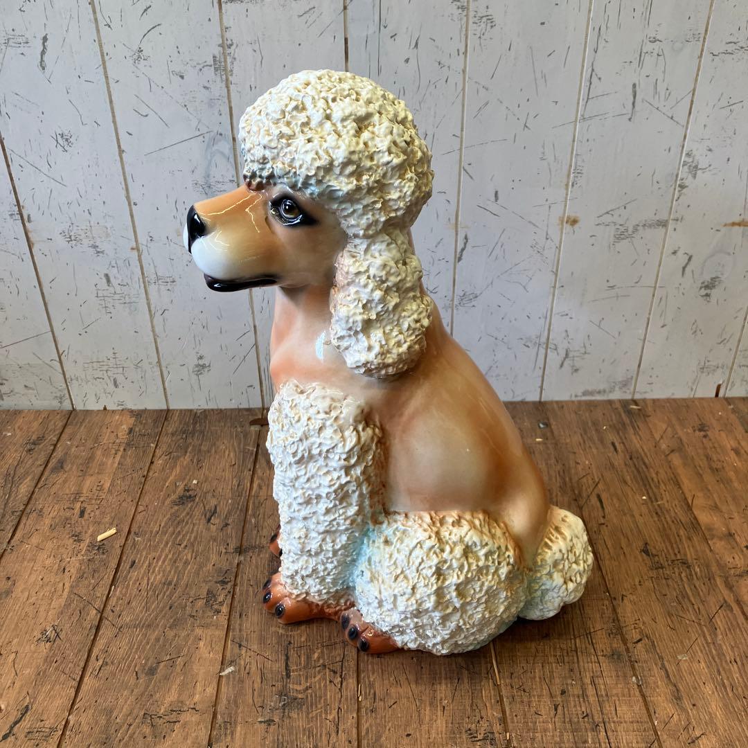 陶器製 プードル 庭 オーナメント 置物 動物 装飾 鑑賞 犬の置物 90年代