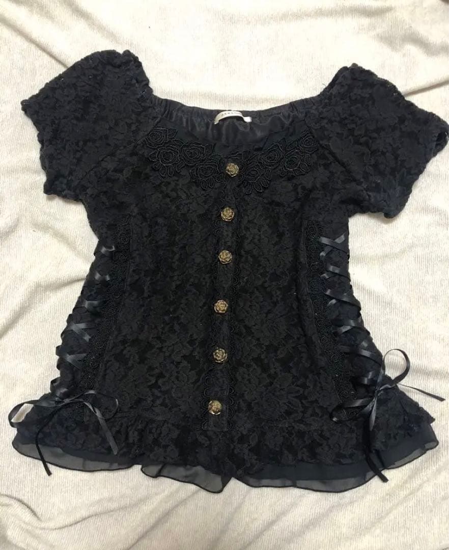 axes femme ビスチェ フリルブラウス　レース　編み上げリボン　リズリサ