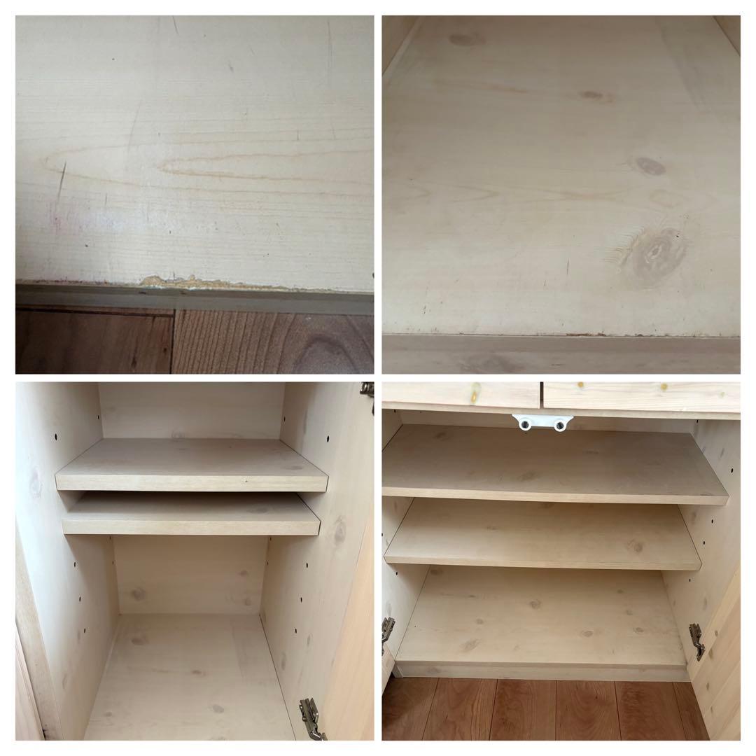 [左側］北欧パイン無垢材 フレンチカントリー 食器棚 カップボード たのメル便