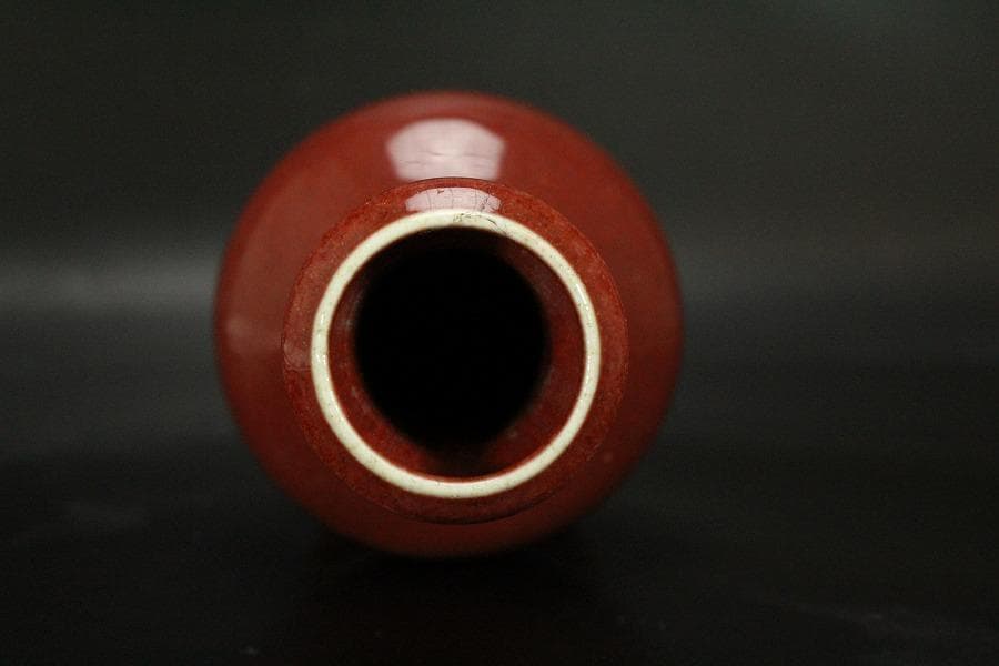 中国美術 釉裏紅 瓶 高21cm RC783