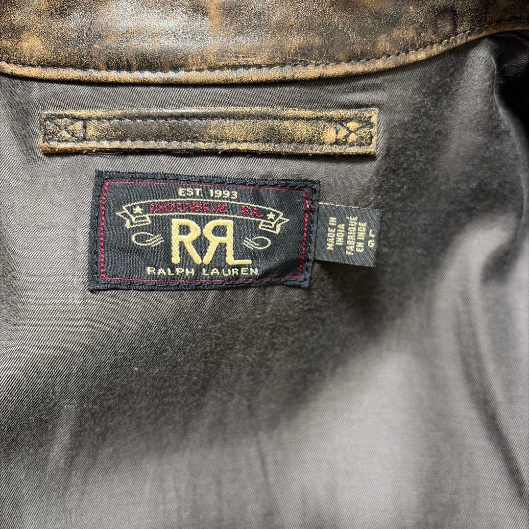 【Double RL】 スリム フィット レザー モト ジャケット