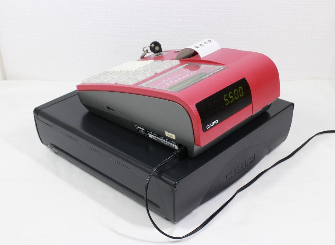 カシオ レジスター TE-340/NL-300 赤 説明書 鍵付 レジロール5個