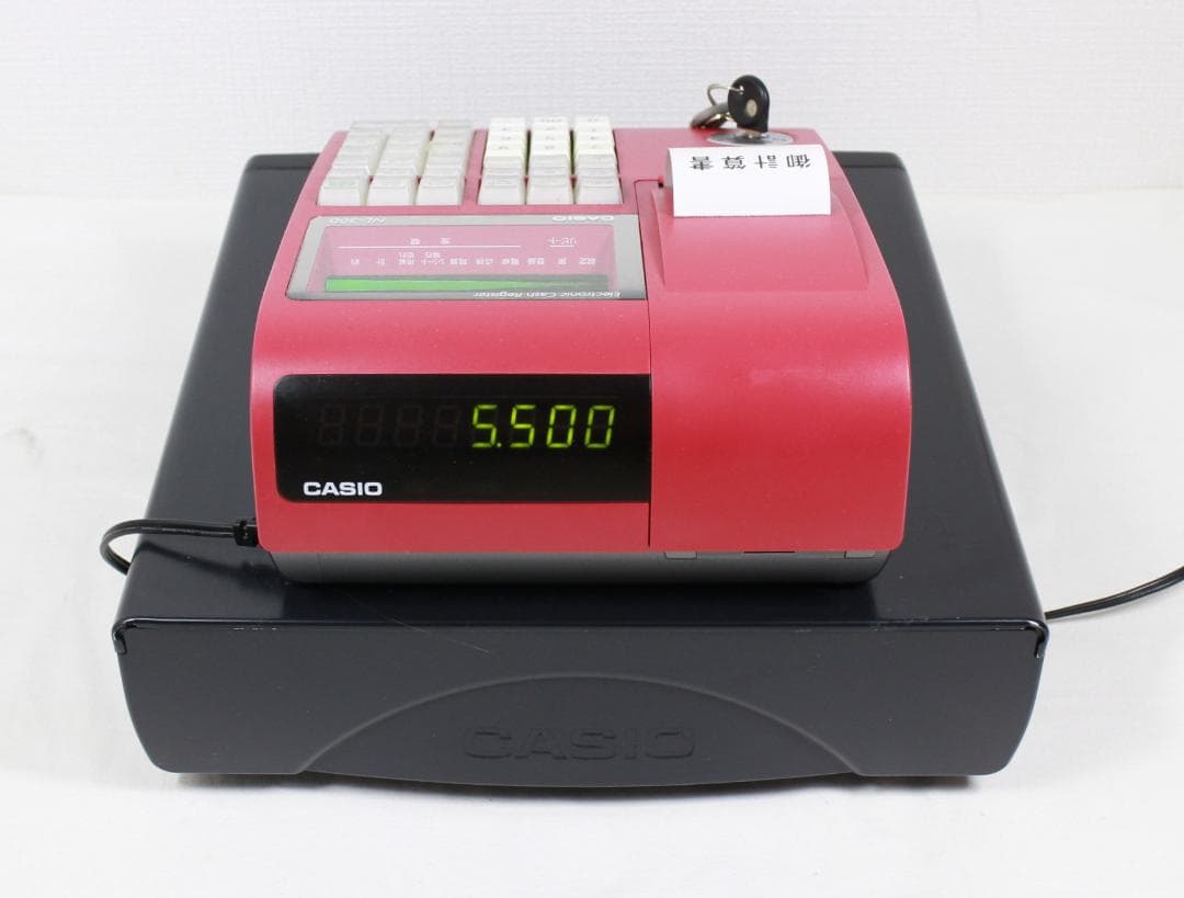 カシオ レジスター TE-340/NL-300 赤 説明書 鍵付 レジロール5個