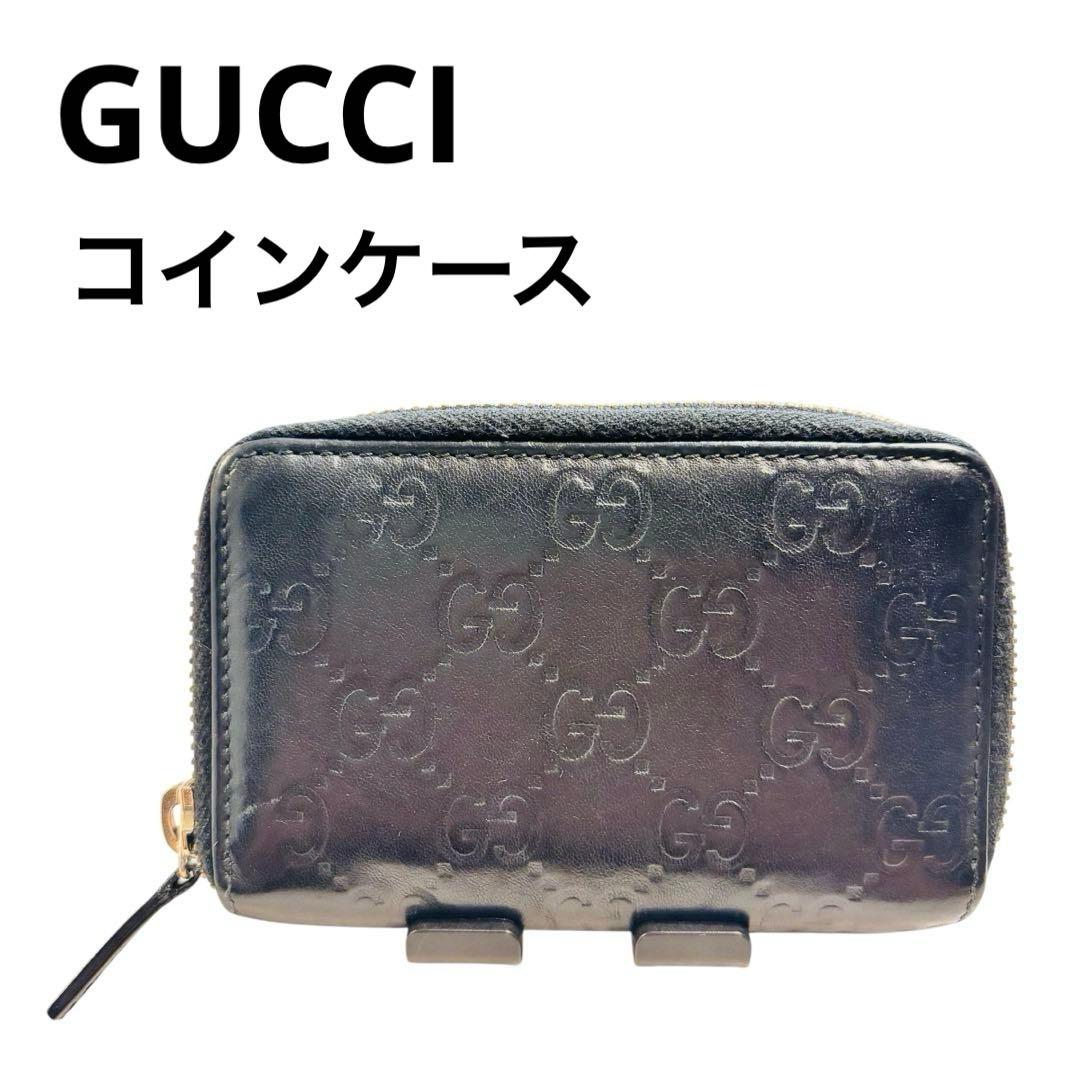 GUCCI シマ レザー　財布　ケース