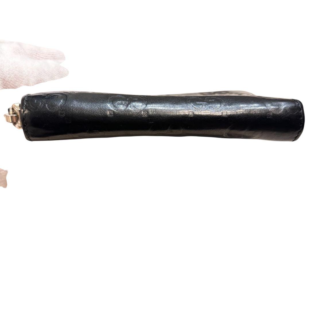 GUCCI シマ レザー　財布　ケース