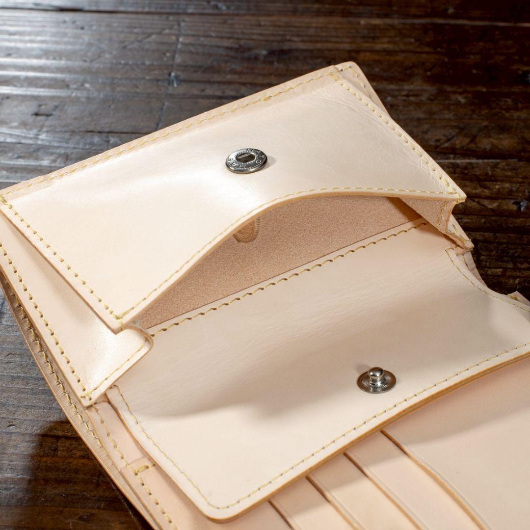 生成り ヌメ革 本革 牛革 三つ折り ナチュラル 財布 メンズ 折り財布