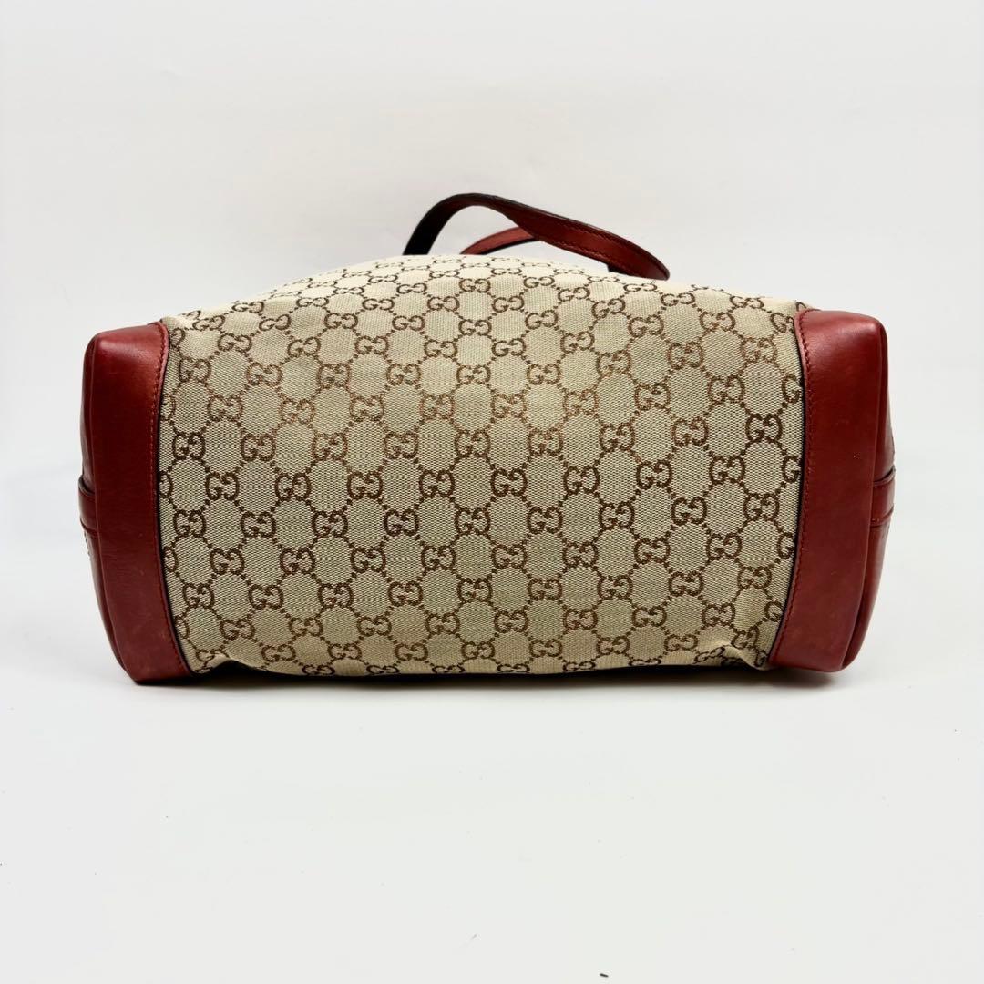 専用グッチ トートバッグ レザー×キャンバス A4可 肩掛け GG柄 ポーチ付