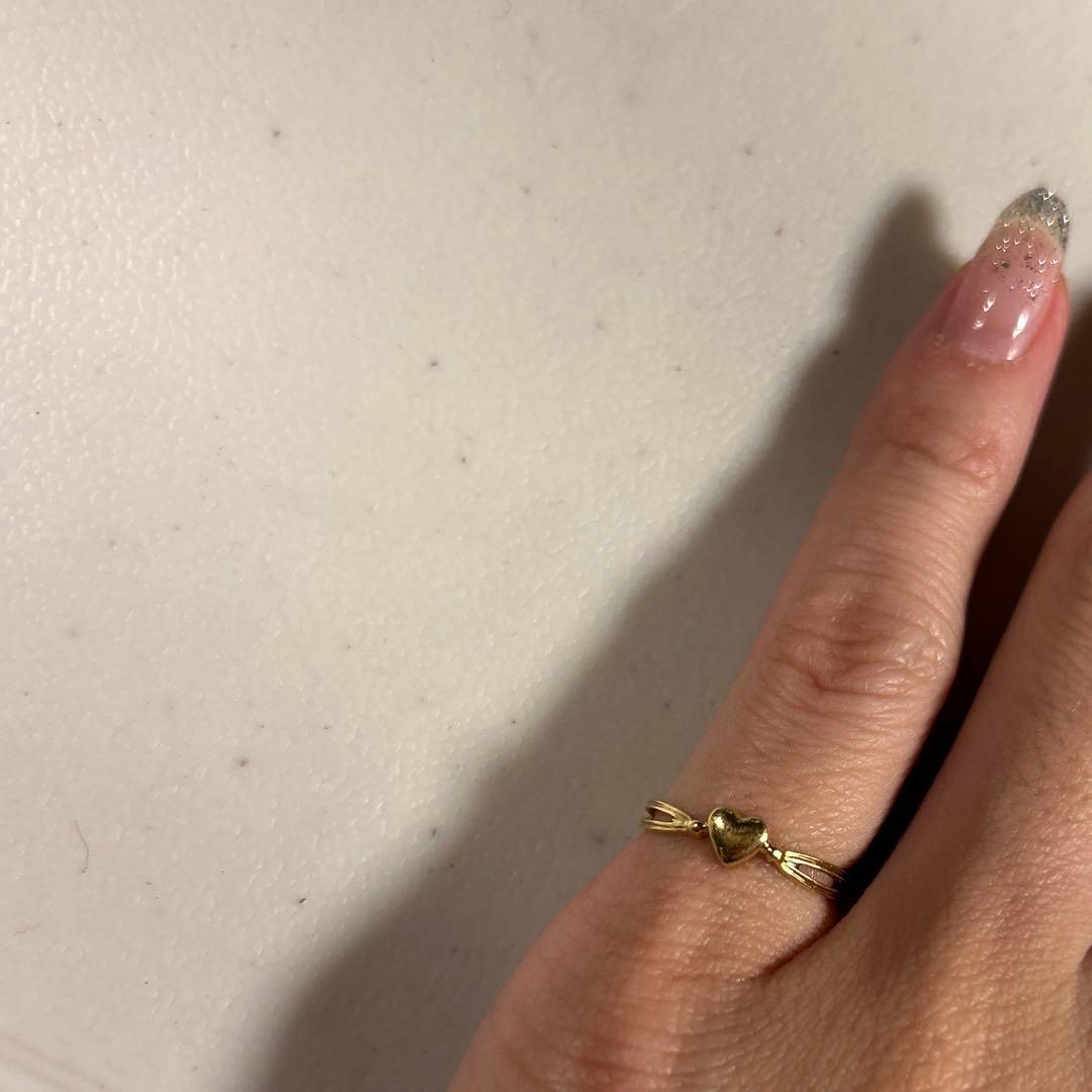 18K ハートリング 指輪 18金 ピンキーリング 7-8号