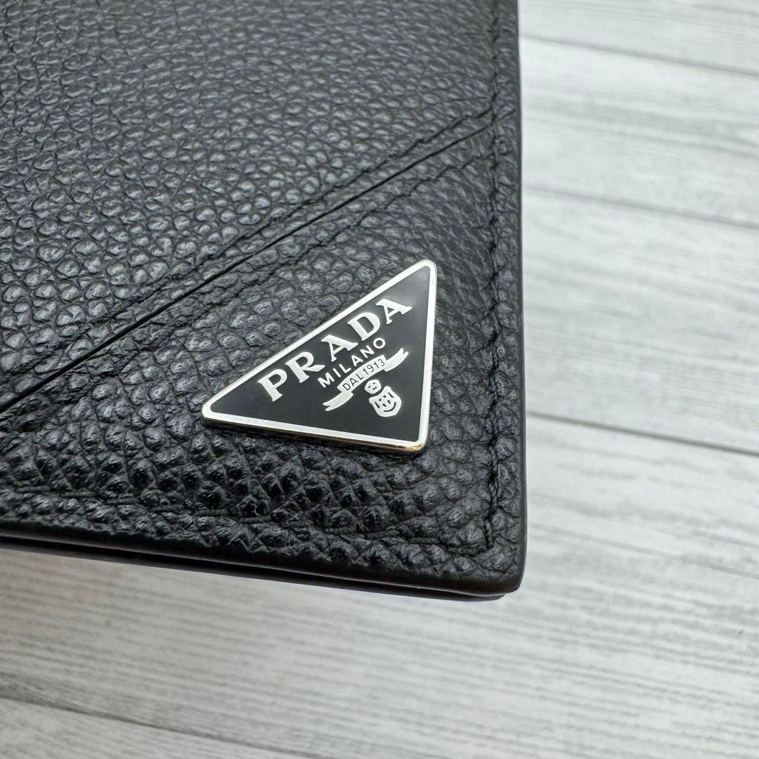 【t.m.y 様】PRADA　マネークリップ　RFID　三角ロゴ　シボ革ブラック