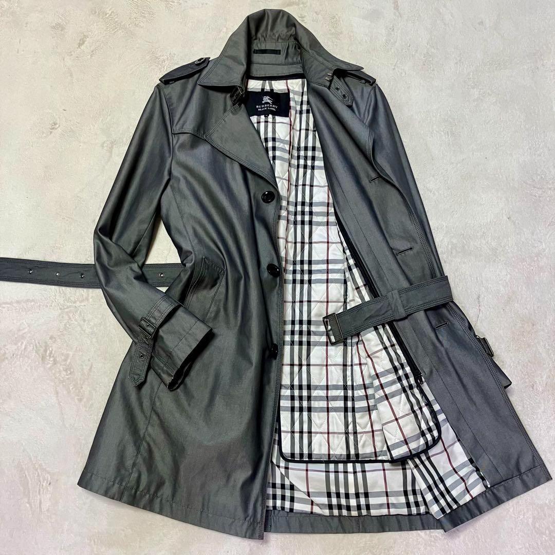 バーバリーブラックレーベル　トレンチコート　キルティングライナー　裏ノバチェック