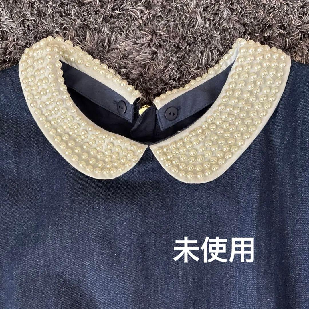 ケイトスペードニューヨーク　新品160ワンピース　パール飾り襟