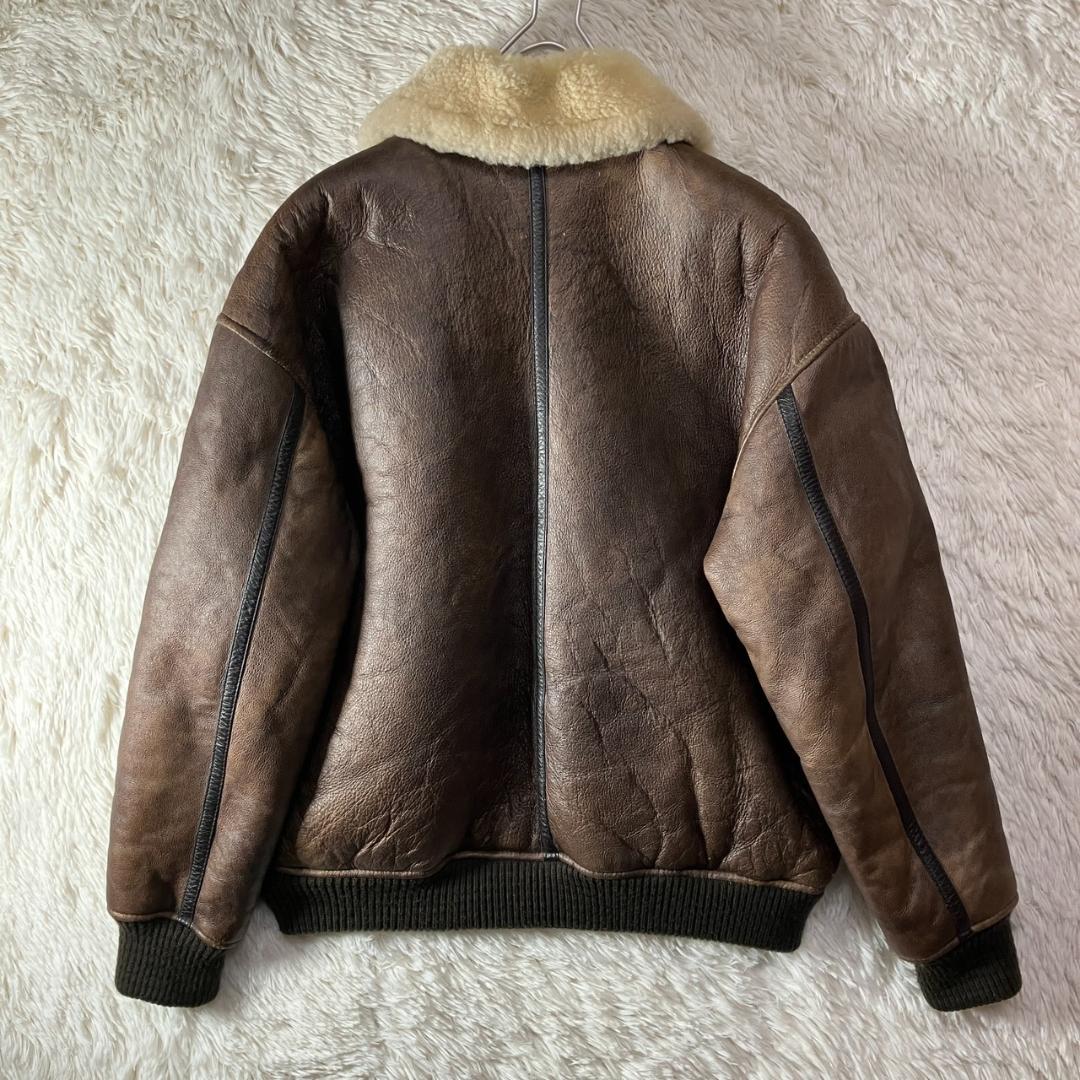 美品 NAF NAF リアルムートン フライトジャケット 羊革 シープスキン F