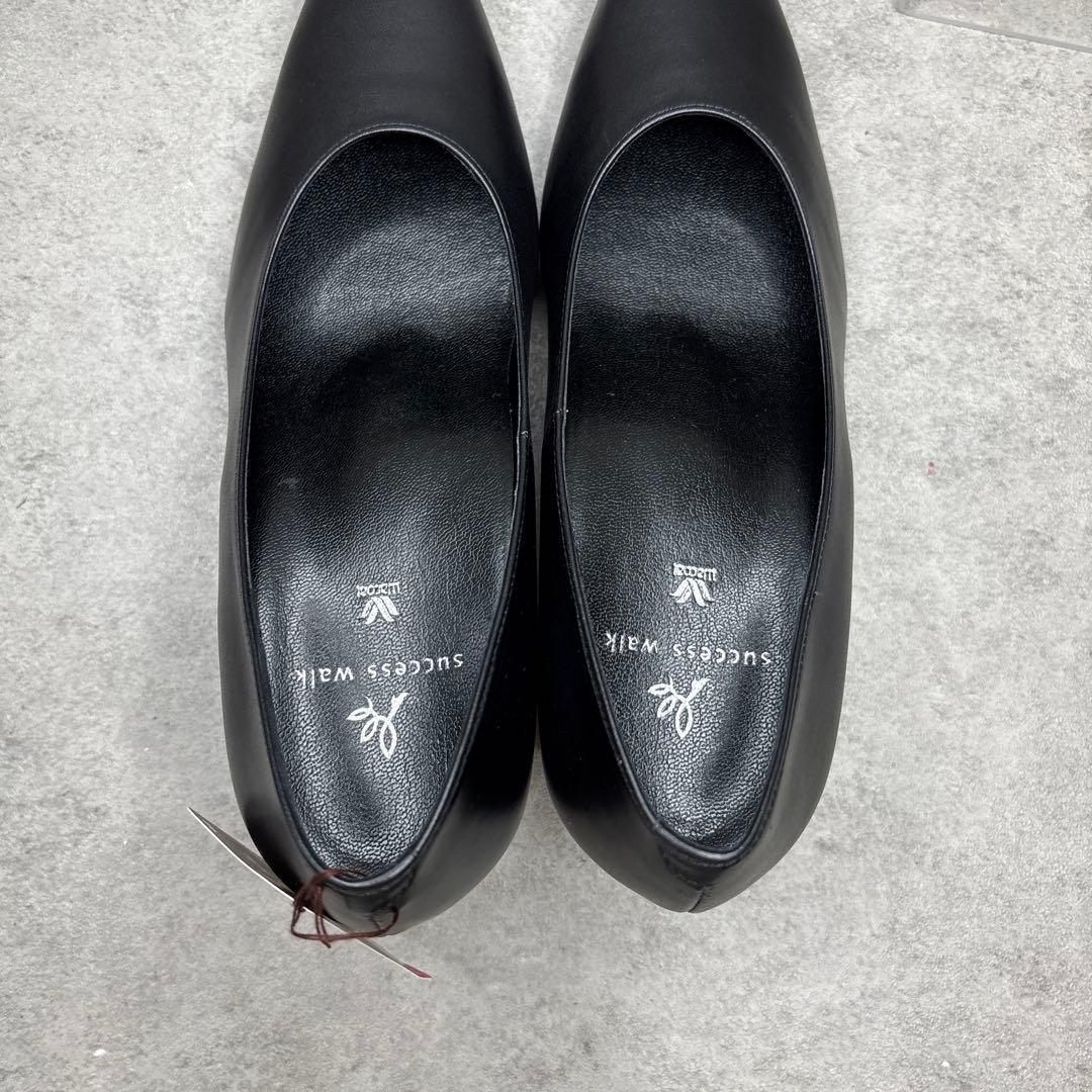 新品タグ付！wacoal success walk レザーパンプス23 黒