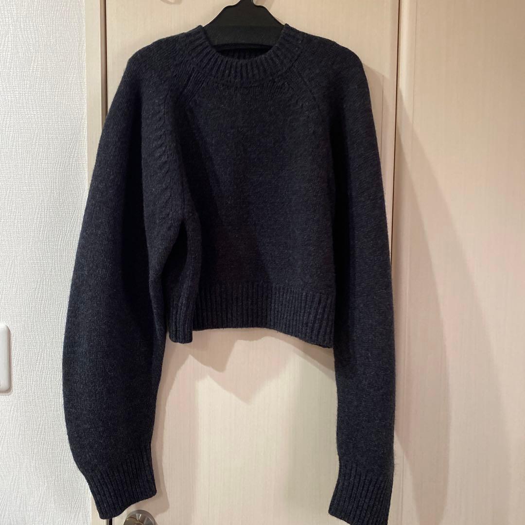 todayfulラグランニットウール100% グレー