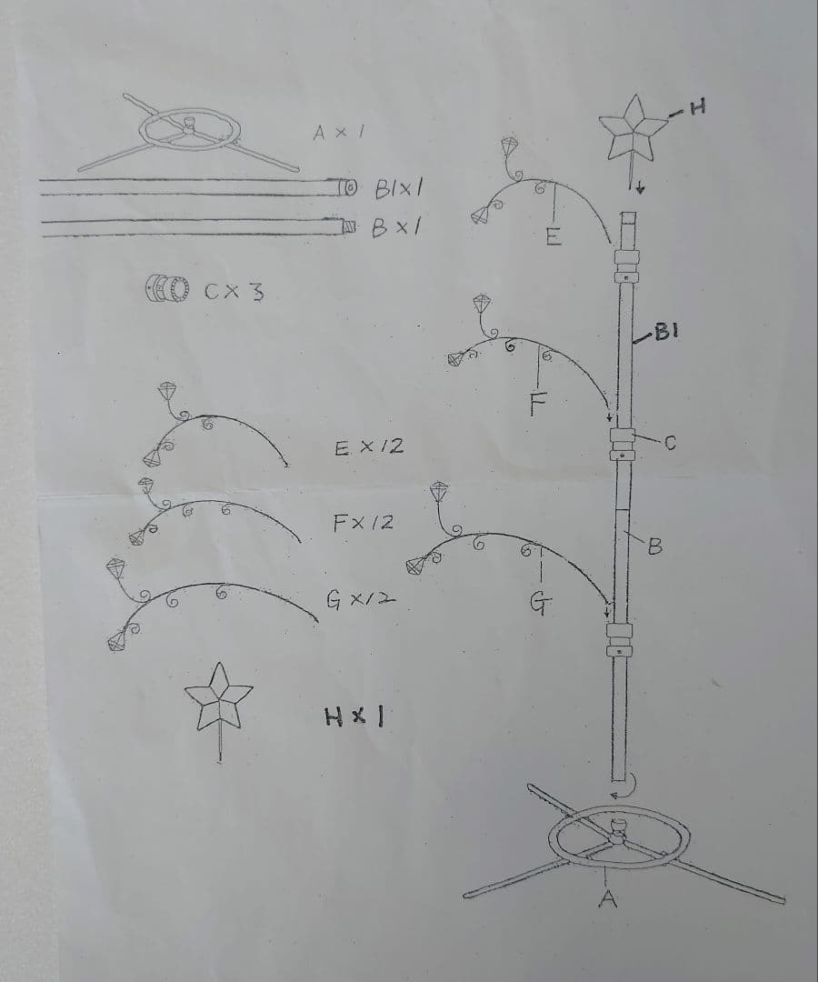 クリスマスツリー 140cm シルバー オーナメント付 メタル ハロウィンツリー