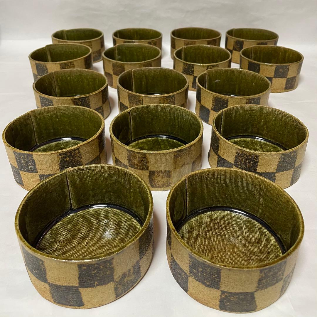 陶器　市松模様　和食器　16個セット