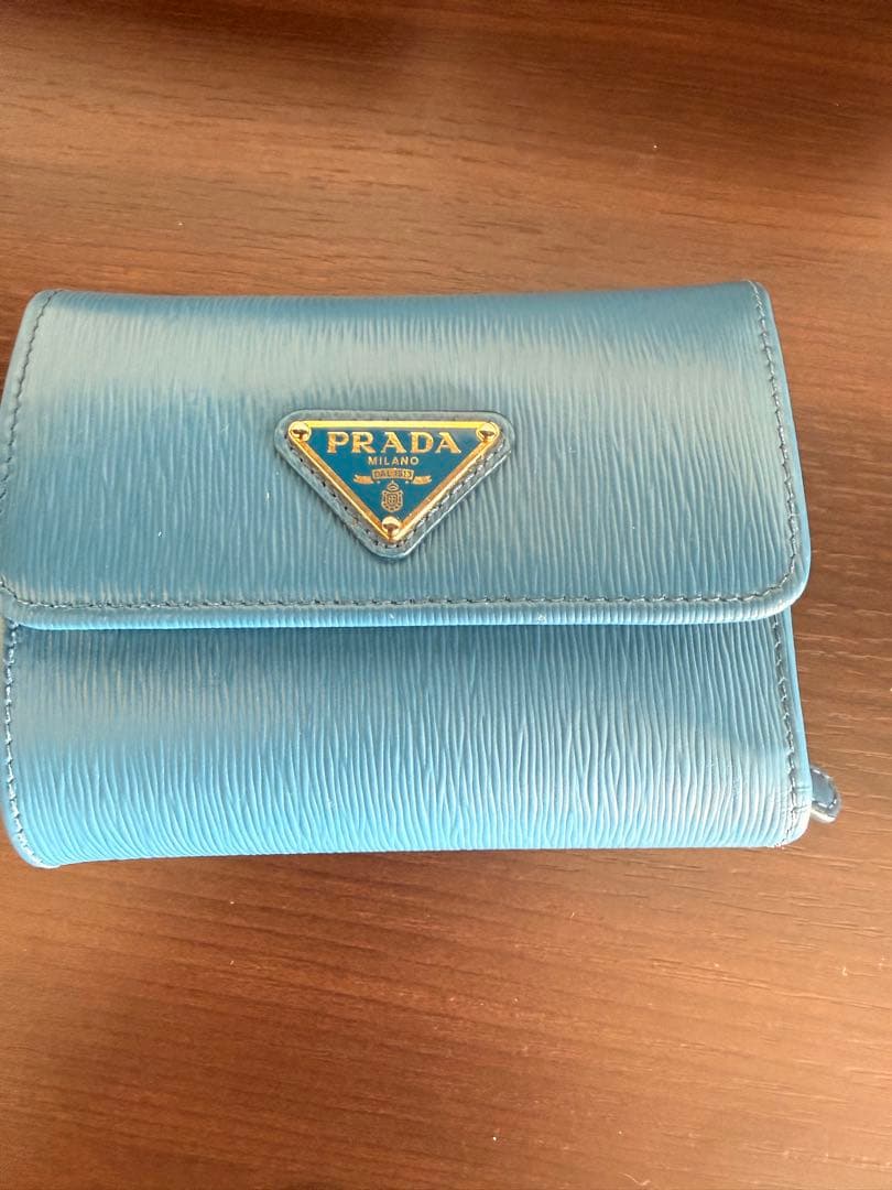 PRADA PORTAF.PICCOLO PATT. 三つ折り財布 コバルト