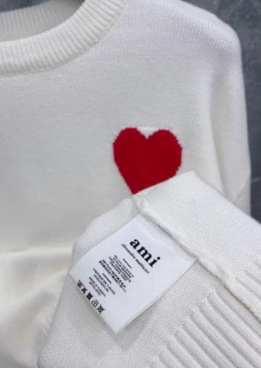 AMI PARISホワイトニットセータ-ハート S