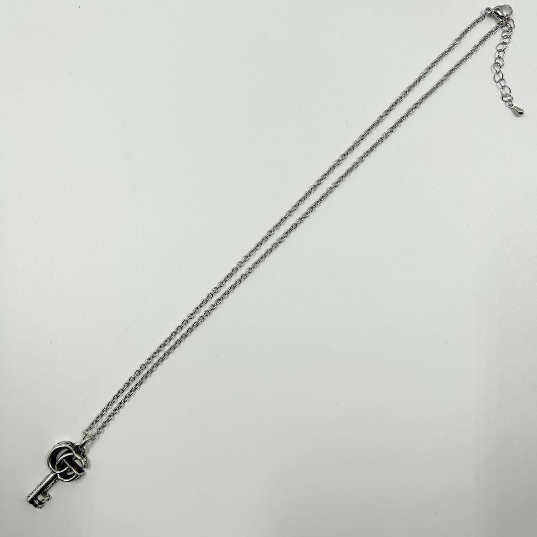 美品✨　グッチ　ネックレス　アラベスク　キー　ダブルG 燻　シルバー　925