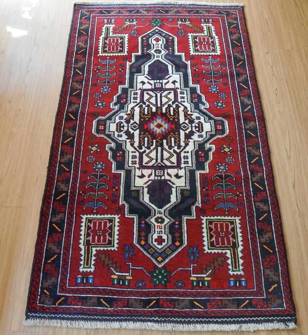 163×95cm ペルシャ絨毯 バルーチ 手織り トライバル ヴィンテージ ラグ