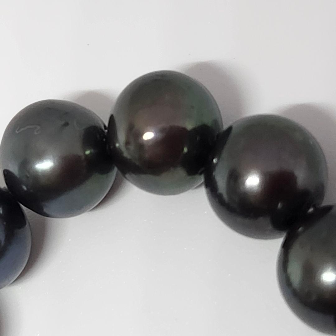 高級 美品 真珠 黒蝶真珠 タヒチ産 ブレスレット ブラック レディース