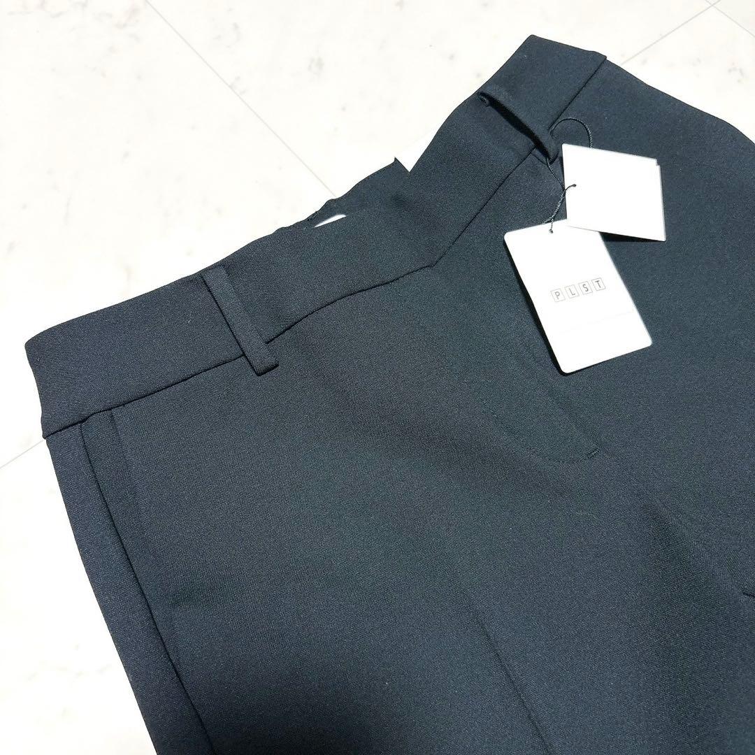 《美品》PLST パンツスーツセットアップ ノーカラー ブラック L パンツ新品